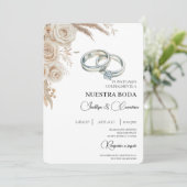 Boho Floral Spanish Wedding Invitation (Debout devant)