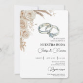 Boho Floral Spanish Wedding Invitation (Devant)