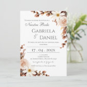 Boho Floral Spanish Wedding Invitation (Debout devant)