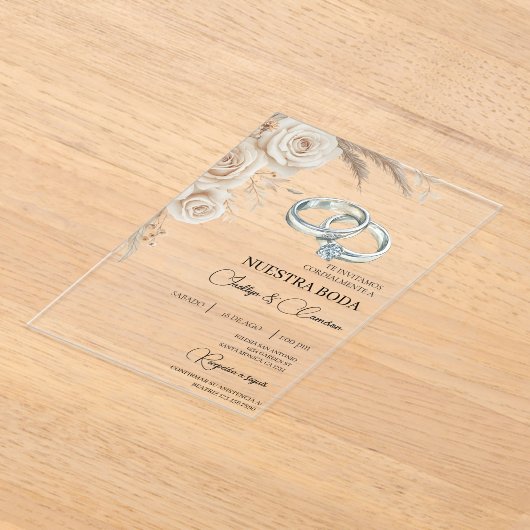 Boho Floral Spanish Wedding Invitation (Poser)