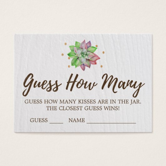 Boho Floral Succulent Devinez Combien De Cartes De (Devant)