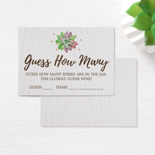Boho Floral Succulent Devinez Combien De Cartes De (Bureau)