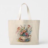 Boho Floral Teacup - Sac fourre-tout d'art floral (Dos)