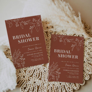 Boho Floral Terracotta Bridal Shower Kaart