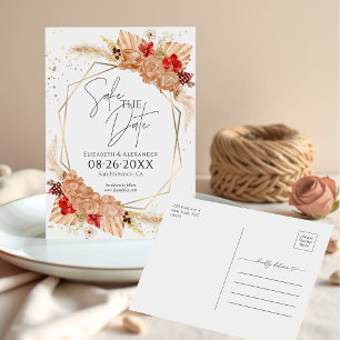 Boho Floral   Terracotta Bruiloft Save The Date Briefkaart