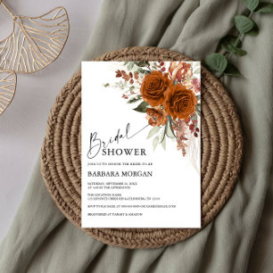 Boho Floral Terracotta Burnt Sinaasappel Vrijgezel Kaart
