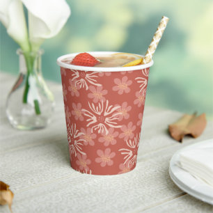 Boho Floral Terracotta Design Papieren Bekers
