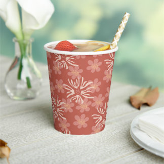 Boho Floral Terracotta Design Papieren Bekers