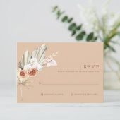 Boho Floral Terracotta Monogramme Mariage Carte RS (Debout devant)