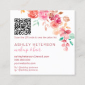 Boho floral terracotta qr code logo hair make-up vierkante visitekaartje (Achterkant)