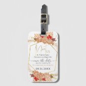 Boho Floral Terracotta verguld script Save the Dat Bagagelabel (Voorkant (verticaal))