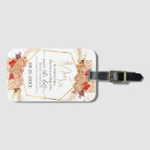 Boho Floral Terracotta verguld script Save the Dat Bagagelabel (Voorkant (horizontaal))