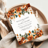 Boho Floral Terracotta Waterverf QR Code Huwelijk Kaart