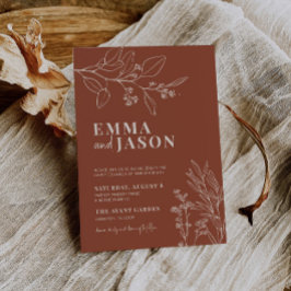 Boho Floral Terracotta Wedding Invitation Kaart