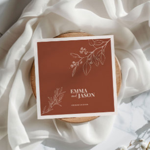 Boho Floral Terracotta Wedding Napkins Servet