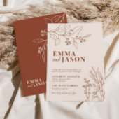 Boho Floral Terre Faire-part de mariage Beige