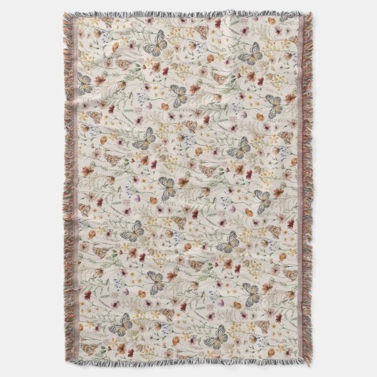 Boho Floral Throw Blanket Deken (Voorkant Verticaal)