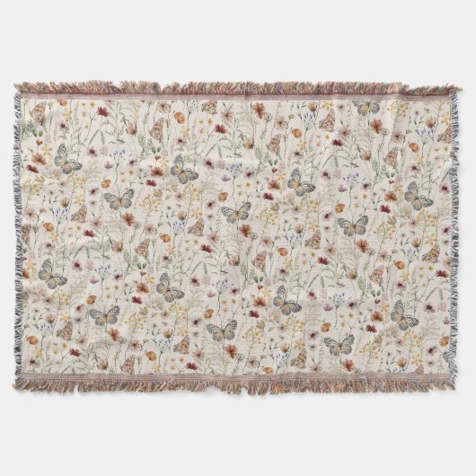 Boho Floral Throw Blanket Deken (Voorkant)