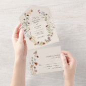 Boho Floral tout en un mariage Invitation (Déchirure)