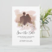 BOHO Floral Tropical Modern Script Palm Foto Save The Date (Staand voorkant)