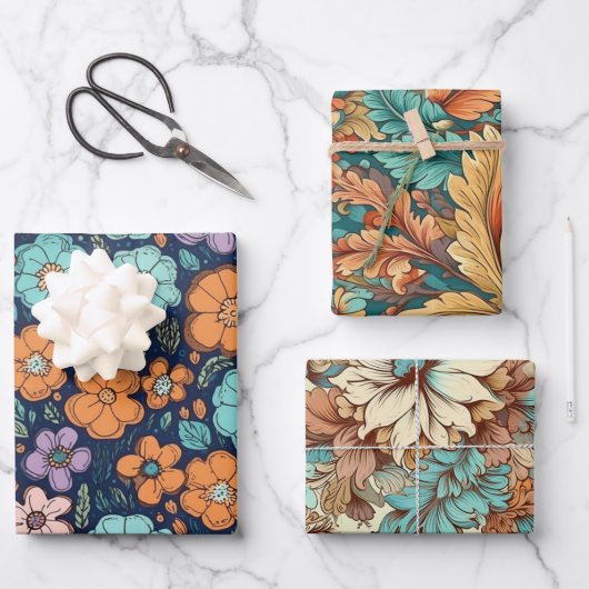  Boho Floral trouwdag Inpakpapier Vel (Voorkant)