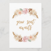 Boho Floral Trouwtafel Teken Gast Zitting Grafiek Programma (Achterkant)