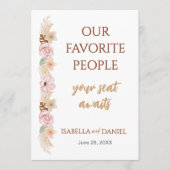 Boho Floral Trouwtafel Teken Gast Zitting Grafiek Programma (Voorkant)