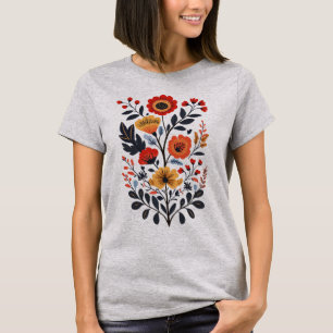 Boho Floral Tshirt Art Nouveau Déco Fleurs sauvage
