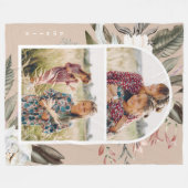 Boho Floral Twee Fotoboog gepersonaliseerd Fleece Deken (Voorkant (Horizontaal))