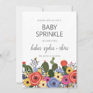 Boho Floral Twin Baby Sprinkle Invitation