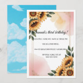 Boho Floral verjaardagsfeestje uitnodiging | Aange (Voorkant / Achterkant)