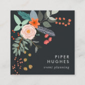 Boho Floral Vierkante Visitekaartje (Voorkant)