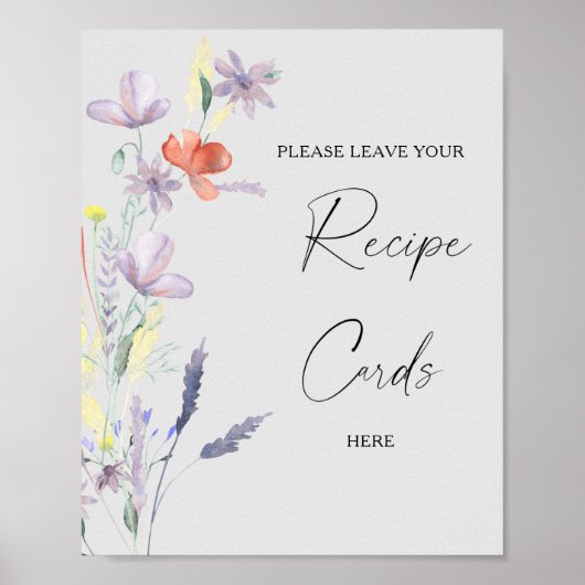 Boho floral Votre carte de recette ici Affiche (Devant)