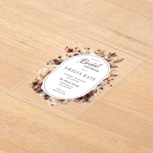 Boho Floral Vrijgezellenfeest Acryl Uitnodiging Acryl Uitnodigingen (Laagn)