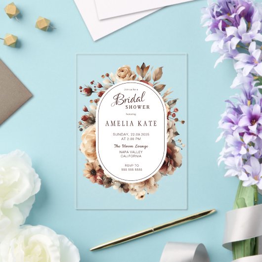 Boho Floral Vrijgezellenfeest Acryl Uitnodiging Acryl Uitnodigingen (Insitu (Huwelijk))