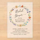 Boho Floral Vrijgezellenfeest Frosted Acryl Uitnodigingen (Voorkant)
