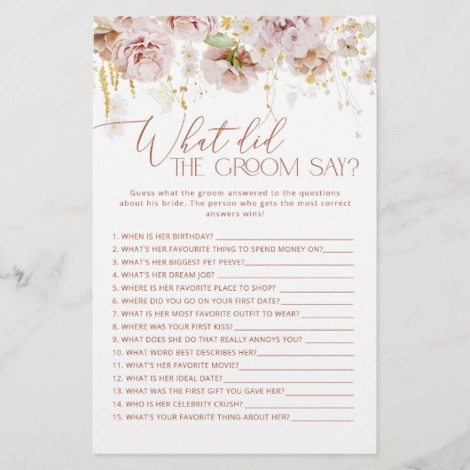 Boho Floral Wat zei de bruidegom tegen het bruidss (Voorkant)