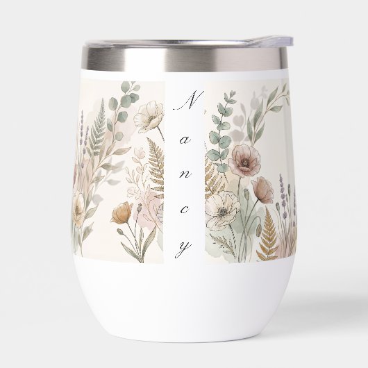 Boho Floral Water Bottle – Personalized Gift (Gauche)