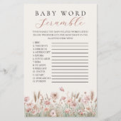 Boho Floral Waterverf Baby Word Scramble Flyer (Voorkant)