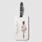 Boho Floral Waterverf Bagagelabel – Rustic Antler (Voorkant (verticaal))