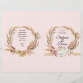 Boho Floral Waterverf Pampas Palm Wedding Programm (Voorkant)