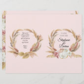 Boho Floral Waterverf Pampas Palm Wedding Programm (Voorkant / Achterkant)