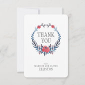 Boho Floral Waterverf Red Roses | Dank u wel Bedankkaart (Voorkant)