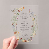 Boho Floral Wedding Acryl Uitnodigingen (Insitu (Draagbaar))