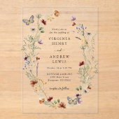 Boho Floral Wedding Acryl Uitnodigingen (Voorkant)