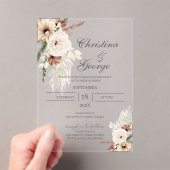 Boho Floral Wedding Acrylic Invitation (In situ (ordinateur de poche))