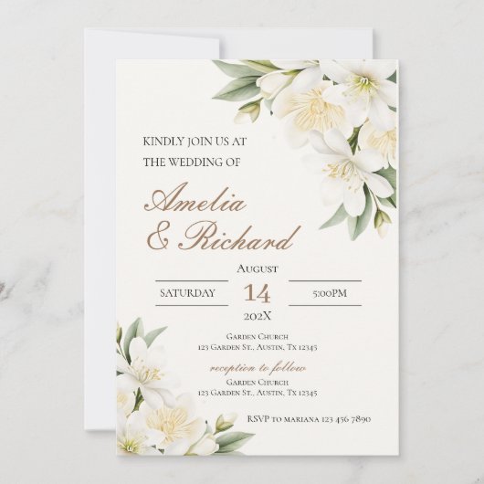 Boho  Floral  Wedding Invitation (Devant)