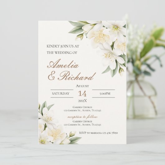 Boho  Floral  Wedding Invitation (Debout devant)