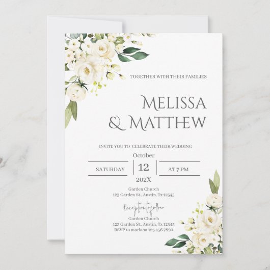 Boho Floral Wedding Invitation (Devant)