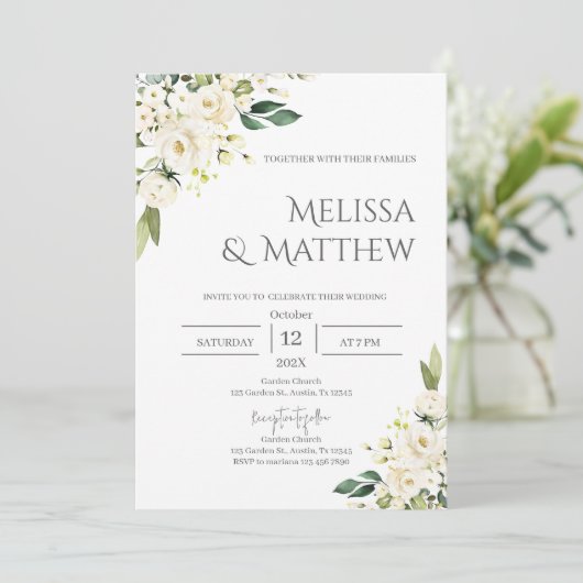 Boho Floral Wedding Invitation (Debout devant)